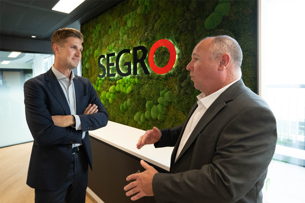 [L-R] Dan Holford, Head of National Markets, SEGRO with Cllr Jim O’Boyle, Cabinet Member for Jobs, Regeneration and Climate Change, at Coventry City Council